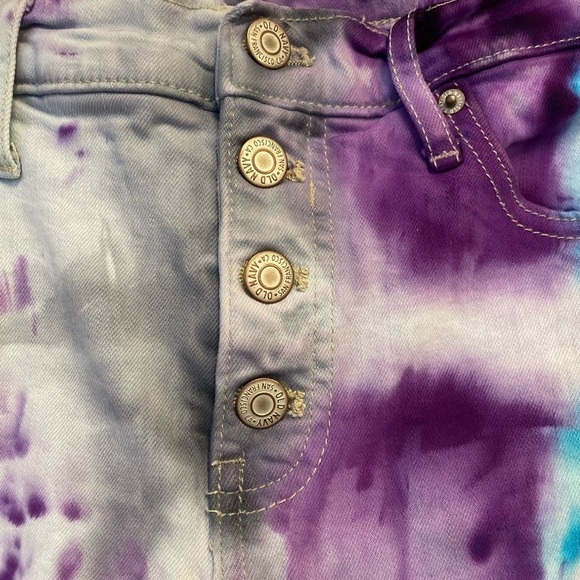 Old navy hand crafted tie dye High Rise Crop flare Ankle Jeans 8 button fly - Picture 2 of 8